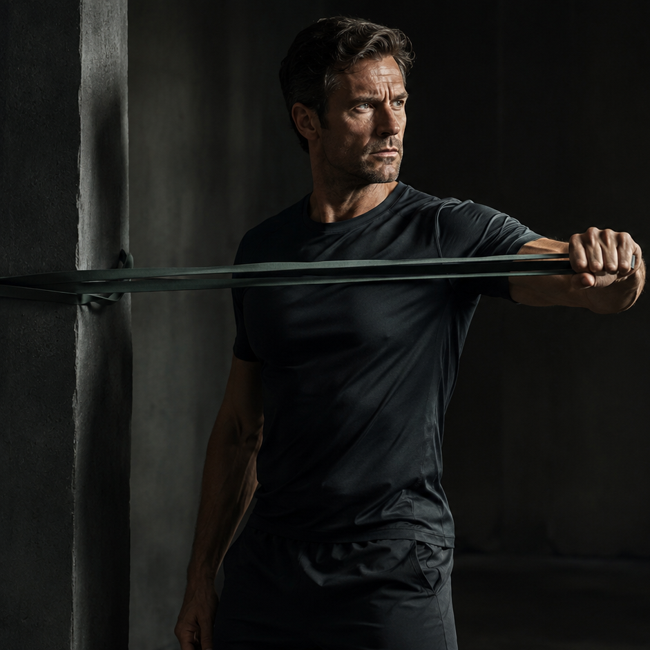 Hombre adulto entrenando de forma consciente
