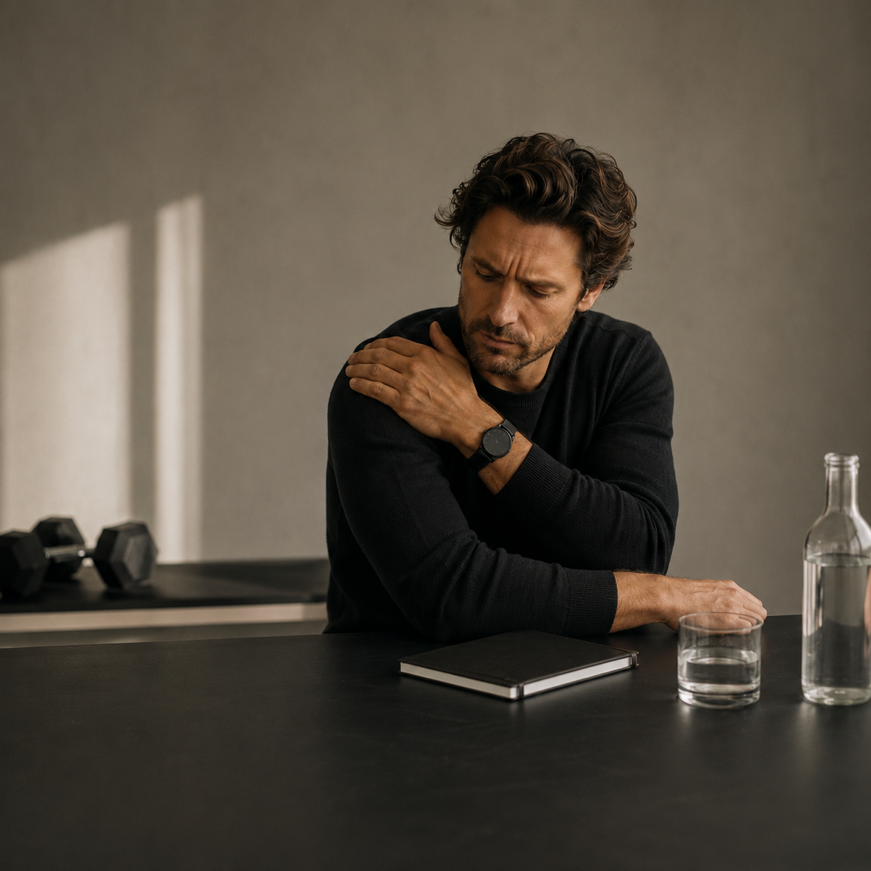 Hombre adulto entrenando de forma consciente